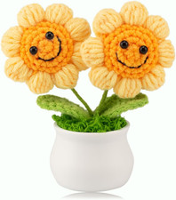 Knitting Crochet Flowers Cute Sunflower Potted Flower,Gift for Birthday, Teacher