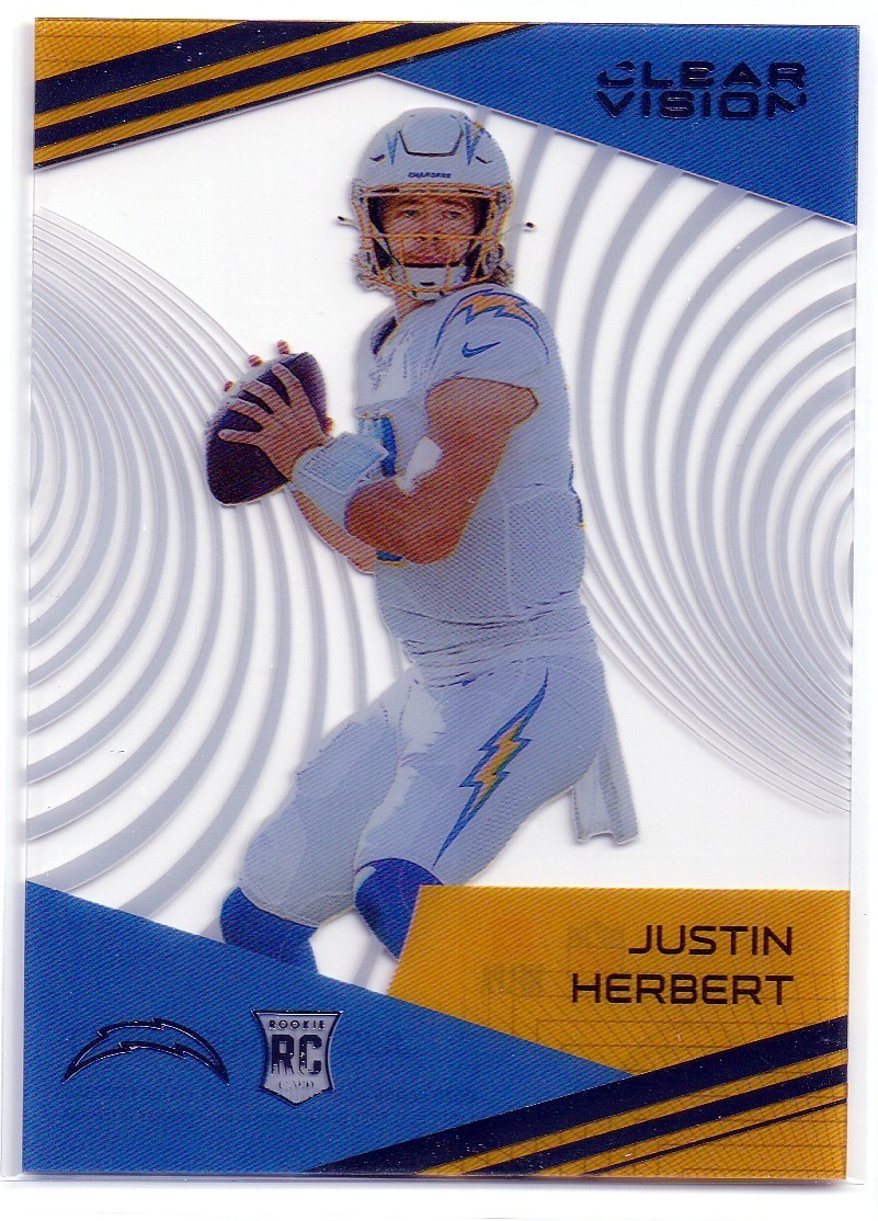 2020 Panini Chronicles Justin Herbert RC Clear Vision Rookies #CV-3 Chargers