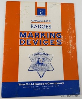 Vintage C.H. Hanson Co Dispositivos de Marcado Insignias Catálogo Policía y Más
