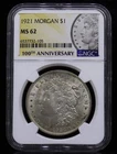 1921 Morgan Silver Dollar NGC MS62