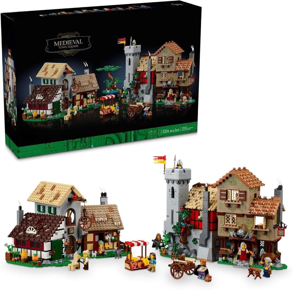 Village Medieval 3304 Pieces Compatible 10332 8 Figurines Bl