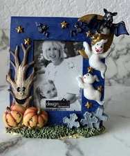 Halloween Picture Frame 3.5 X 5 Bat Graves Ghosts Haunted Tree Pumpkins Graveyar