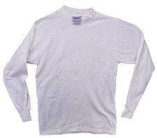 VTG All Sport Maxweight Blank White Long Sleeve T Shirt Made in USA Mens S Heavy