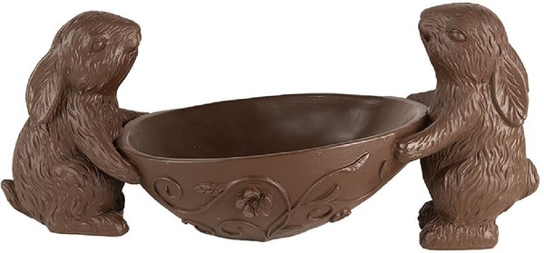 Clayre & Eef Deko Kaninchen Mit Ei Braun 34X15X15 Cm Landhausstil Polyresin-image