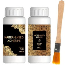 100ML/200ML Golden Foil Adhesive Kit - Water-Based Metallic Glue with Brush for