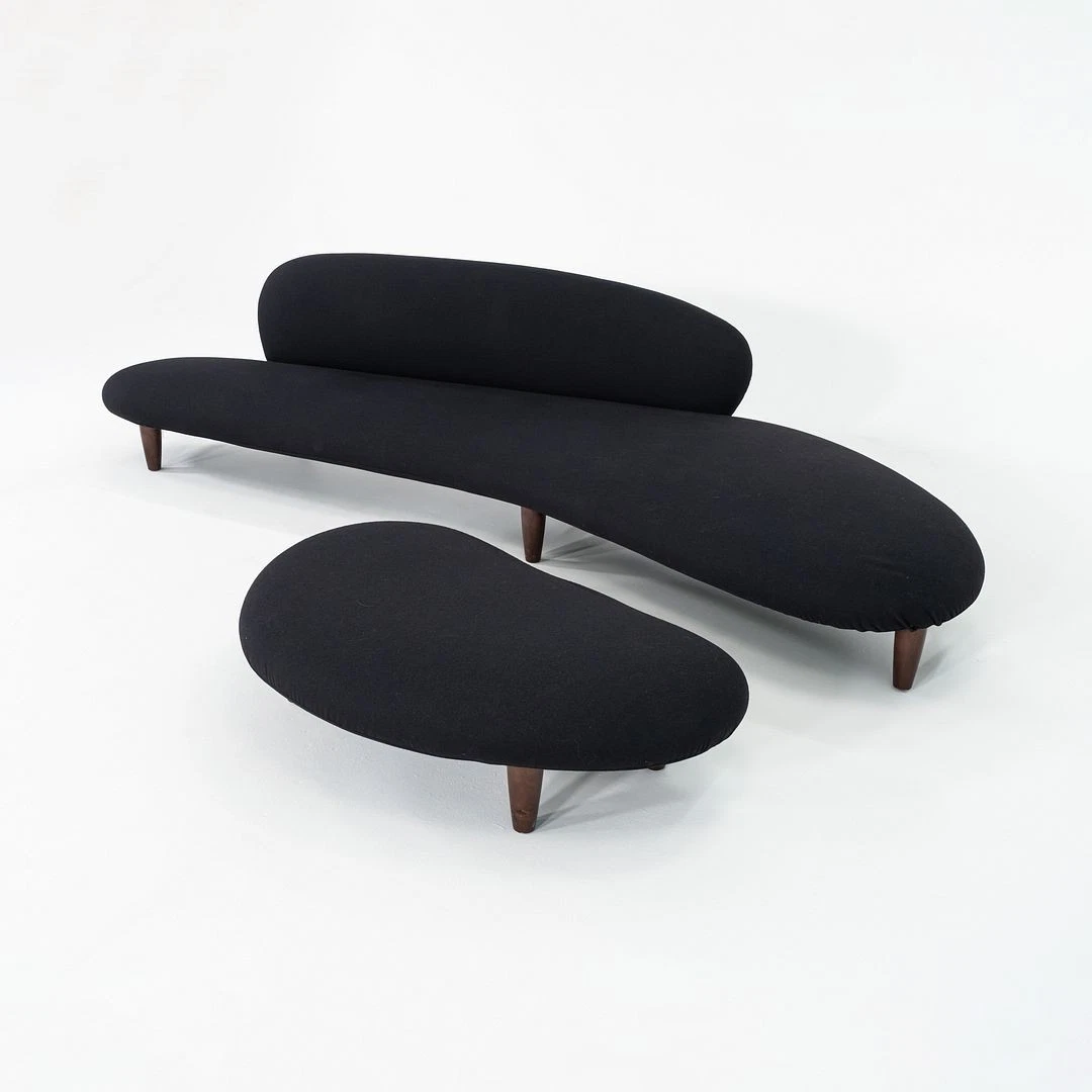 2010s Isamu Noguchi for Vitra Cloud Freeform Sofa and Ottoman in Black Fabric
