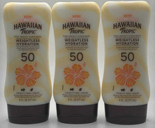 3PK Hawaiian Tropic Weightless Hydration  SPF 50  EXP 6/27  6 FL OZ EACH