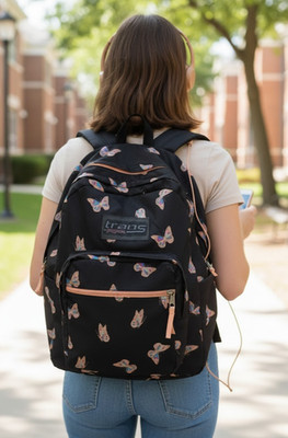 Jansport Black with Butterflies Backpack Canvas JS00TM60