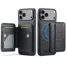 For iPhone 17 Pro/17 Air/17 Mag Safe Leather Wallet Kickstand Rugged Back Case