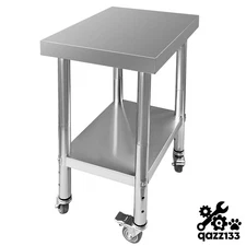 Work Table Stainless Steel 24"x18"x34" 3-Stage Adjustable Shelf with 4 Wheels