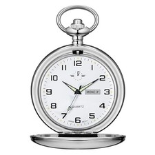 Men's Hollow Quartz Pocket Watch Classic Arabic Digital Luminous smooth silver