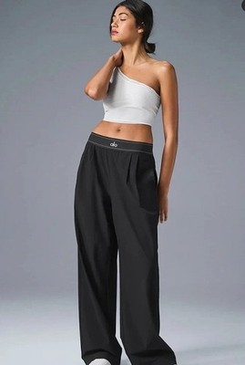 New  AIo Yoga Women's Trouser Regular Straight-Leg Wide-Leg  Pants Black  M Size