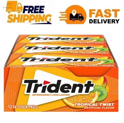 Trident Tropical Twist Sugar-Free Chewing Gum, 14 Count (Pack of 12) (168 Total