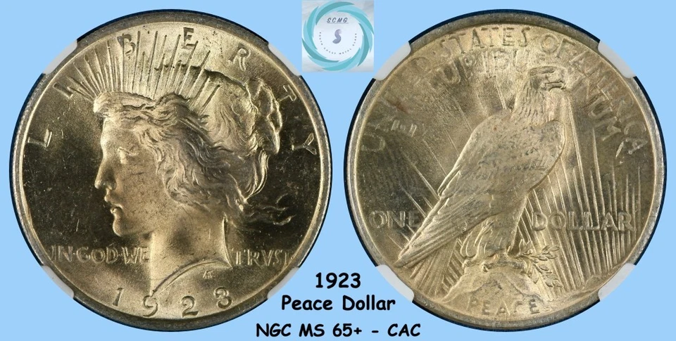 1923 Peace Dollar NGC MS 65+ w/CAC - Brilliant Amber Gold - Image 4 of 4