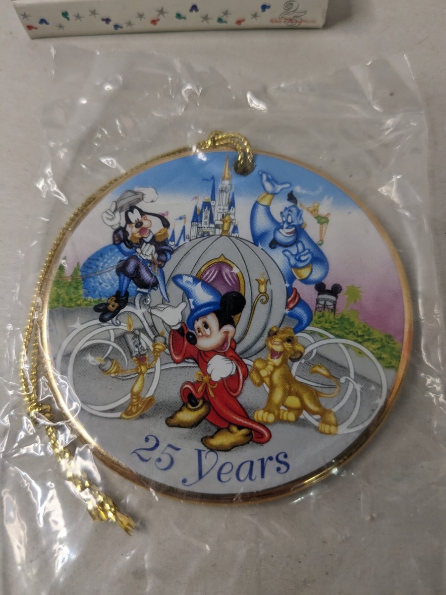 Vintage Disney 25 Years Ornament 1996 Mickey Mouse Aladdin Lion