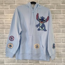 Disney Stitch Full Zip Brushed Fleece Hoodie Embroidered Large NWT Womens Large