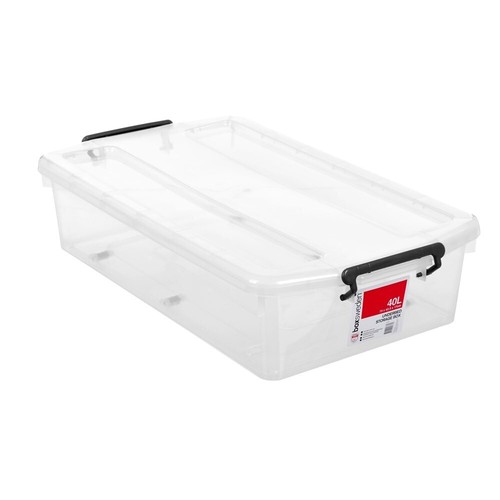 2x Boxsweden 40L/73cm Underbed Storage Container Box Rectangle Organiser Clear - Picture 2 of 3