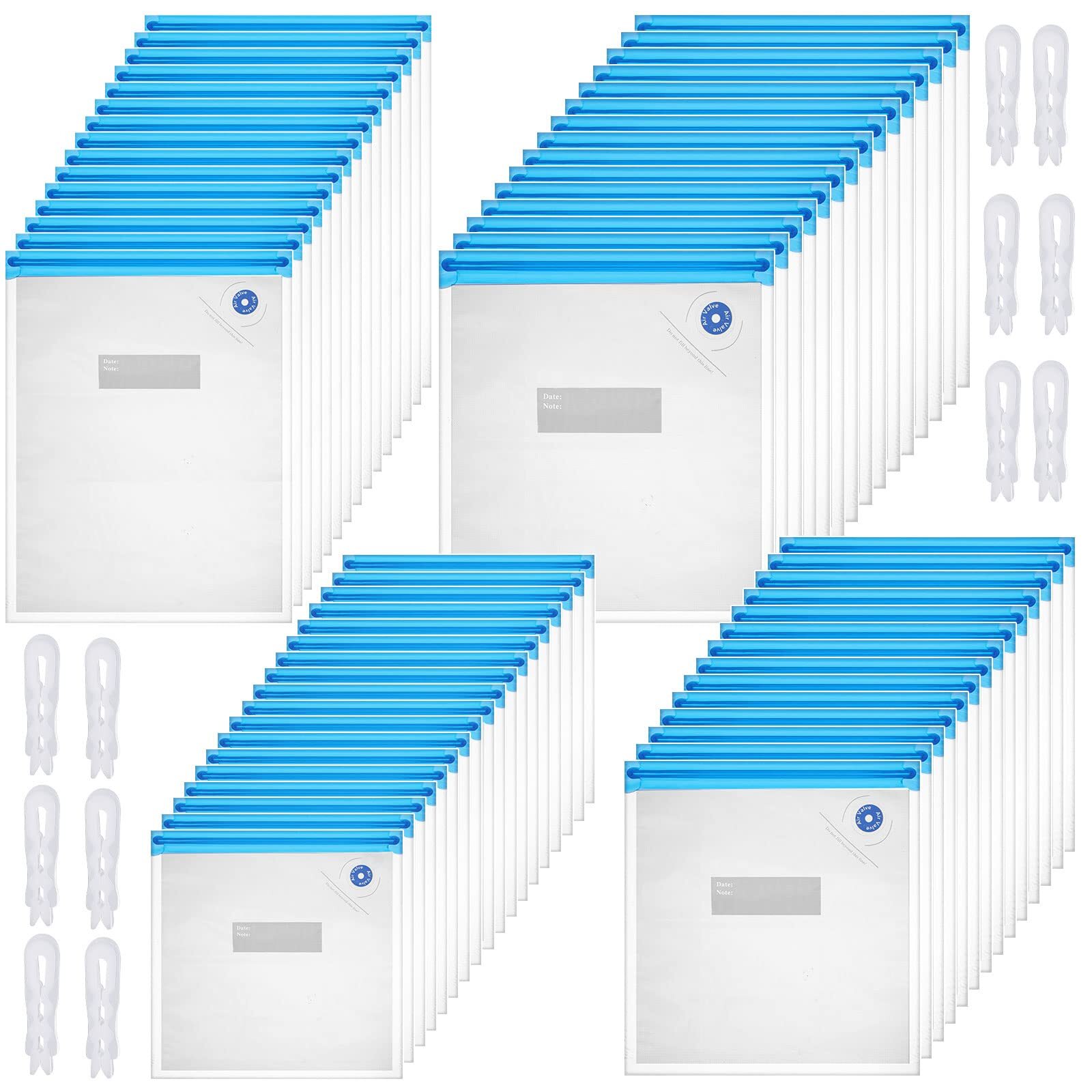 60 Pack Sous Vide Bags Vacuum Sealer Bag for Food, 4 Sizes Reusable Food Bags...