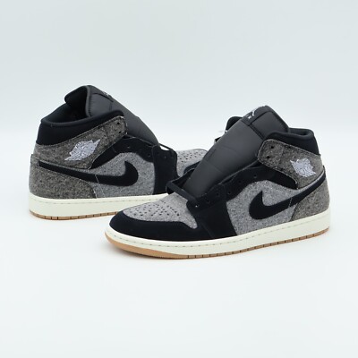 HJ4363-001 Nike Air Jordan 1 Mid Black Denim (Men's) | eBay