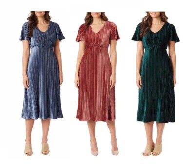 Briggs Ladies' Pleated Velvet Dress, Colors/Sizes, NEW WITH TAGS | eBay