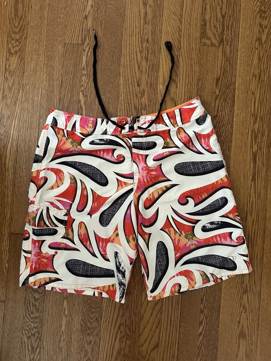 Ocean Pacific OP Swim Trunks Men Size 36 Multicolor Paisley Board Shorts