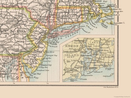 Historic Map - United States North Eastern - Bartholomew 1892 - 30.68 x 23 - 第 3/20 張圖片