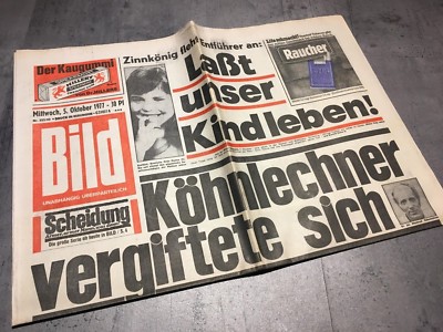 BILDzeitung 05.10.1977 Oktober * Hanns Martin Schleyer Entführung RAF Baader