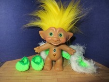 Winter Snow Suit Elf Troll doll 4" New soft hair crochet Christmas Ace shoes TT