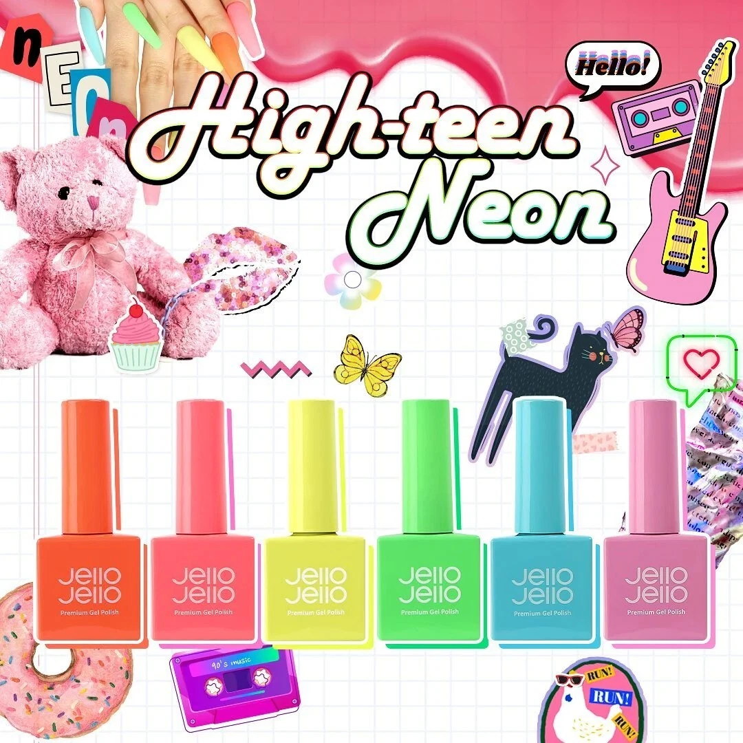 Jello Jello High Teen Neon Syrup Gel Nail Polish Edition 6 Colors Set, KBeauty