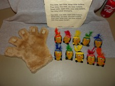 Vintage 1980 Monkey Mitt Finger Puppets Ten Little Indians EUC