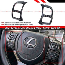 Real Carbon Fiber Steering Wheel Button Trim Cover For 16-25 Lexus IS RC NX GSF