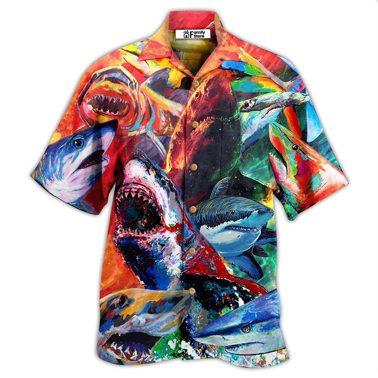 Shark Hawaiian Shirt for Men Colorful Summer Style US Size Fun Design