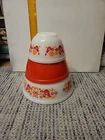 Vintage Pyrex Friendship Birds Set of 3 Round Mixing Nesting Bowls 401 402 403