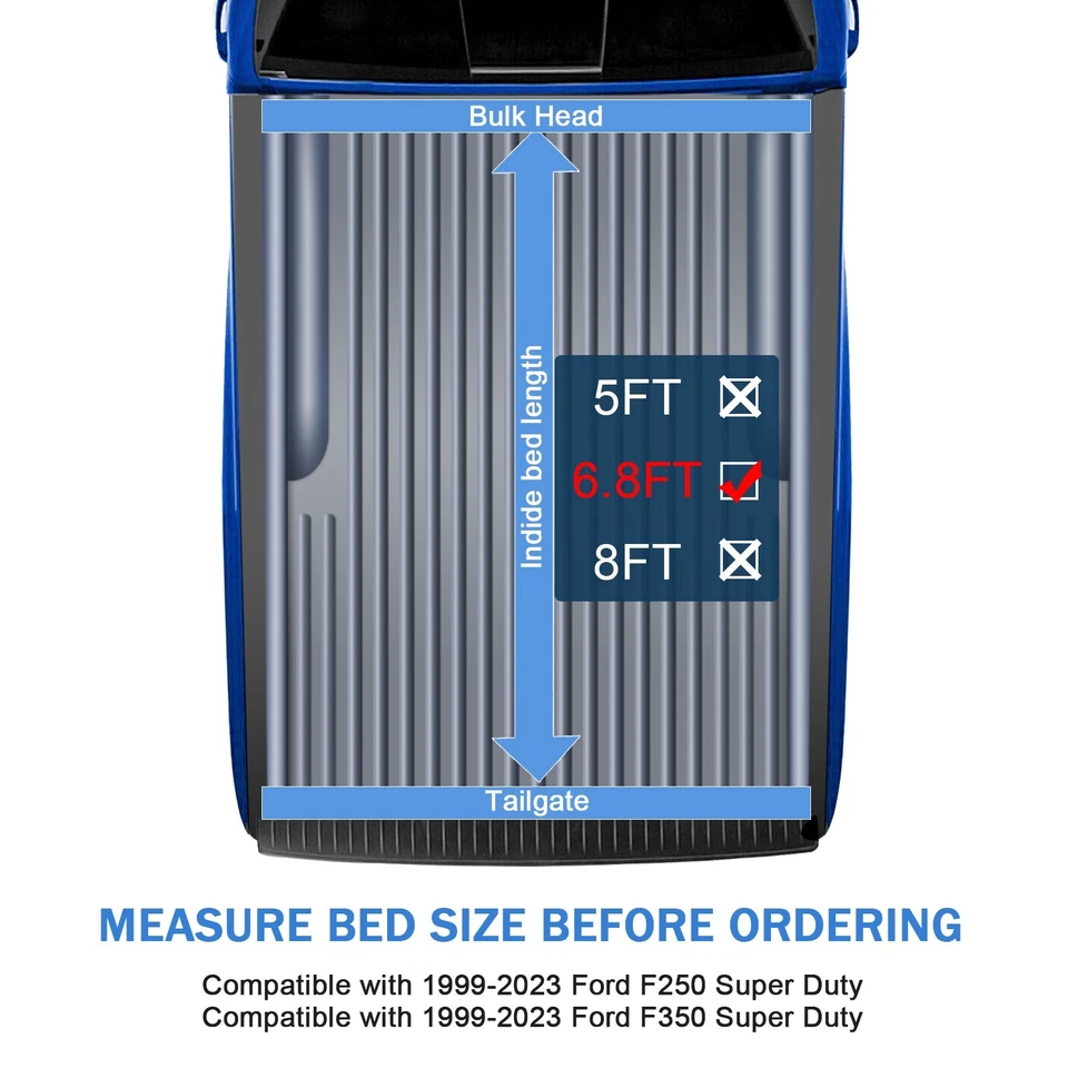 6.8FT Bed Hard Tri-Fold Tonneau Cover For 1999-2023 Ford F250 SuperDuty - Image 4 of 4