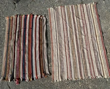 Vintage pair Primitive Rag Rugs Pastel  Boho Shabby Chic  cottage core Tc