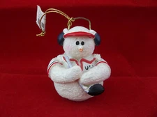 Encore Group Inc USA Red White Blue Snowberry Snowman Golfer Christmas Ornament