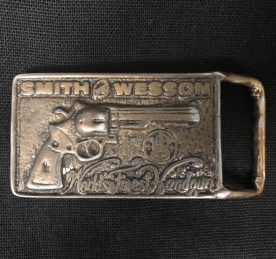 Vintage AUTHENTIC 1970s SMITH & WESSON Brass Belt Buckle Vintage AUTHENTIC 1970s SMITH & WESSON Brass Belt Buckle