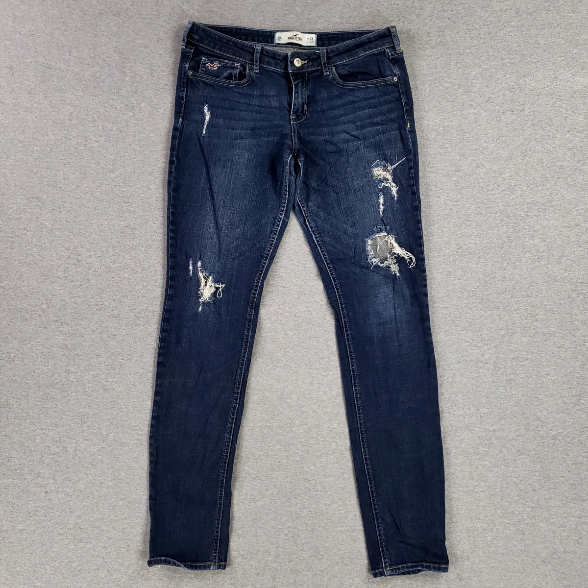 Hollister Size 9L Long Tall Jeans W29 L33 Distressed Skinny Dark
