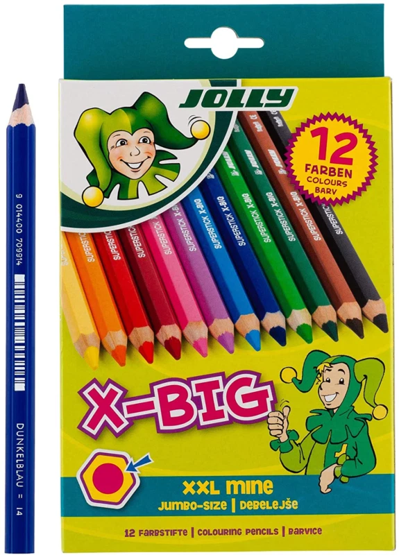 JOLLY X-Big Jumbo Colored Pencils; Set of 12, Perfect for Special Needs,  Art Therapy, Early Learners