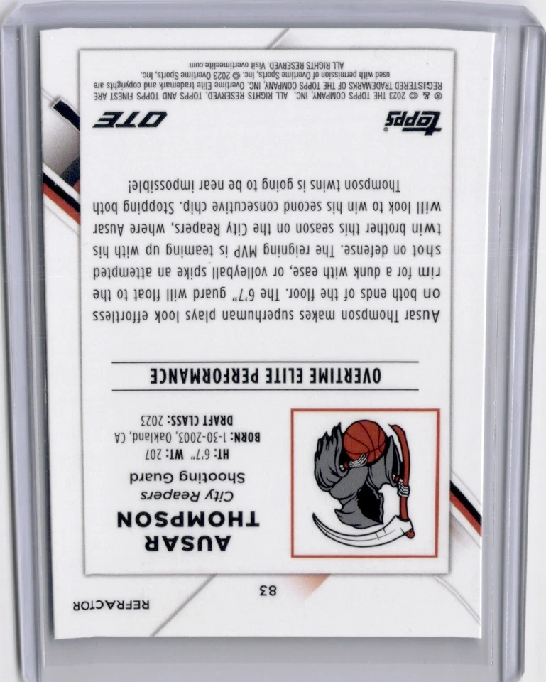 2022-23 Topps Finest OTE Overtime - Ausar Thompson Rookie #72 Refractor (RC) - Image 2 of 2