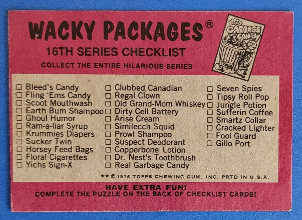 1976 WACKY PACKAGES SERIES 16  PUZZLE TOP LEFT  @@ VERY NICE @@ - Image 2 of 2