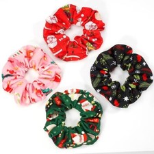 Christmas Hair Scrunchies for Women Girls Green Pink Santa Claus Snowman C-3