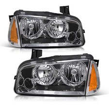 Headlights For 2006-2010 Dodge Charger Chrome Amber Corner Pair Headlamp Lr 2pc