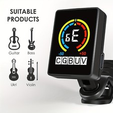 Guitar Tuner Clip Tuner Rechargeable Guitar Tuner for Ukulele Banjo Guitar Black