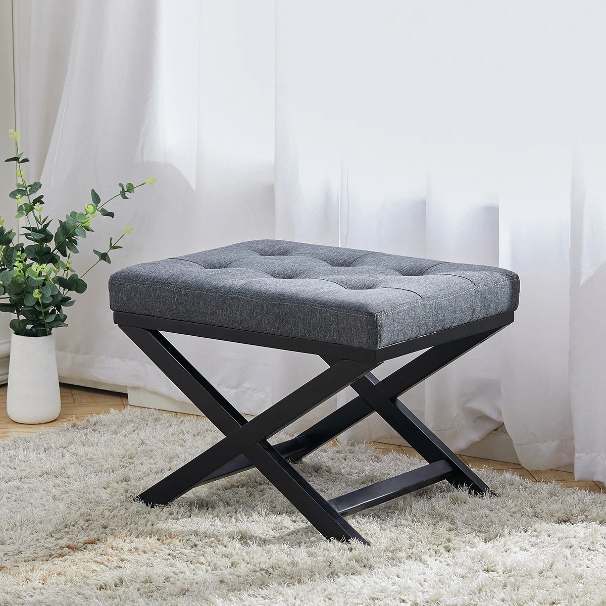 Linen vanity stool deals