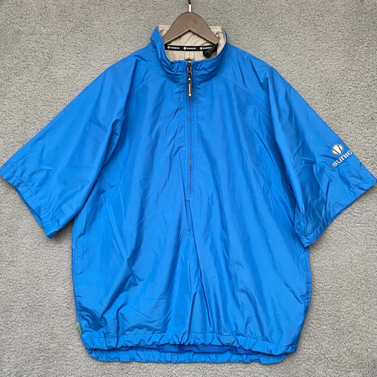 Sunice Jacket Medium Men Blue Short Sleeve Windbreaker Typhoon