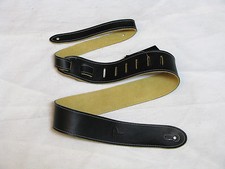 PERRI'S Tooled Soft Italian Leather black GUITAR strap NEW
