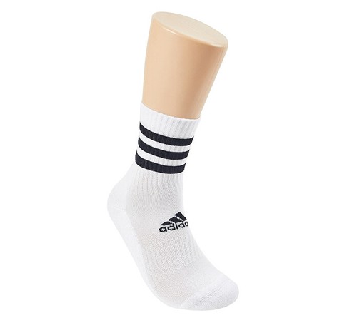 Adidas 3-Stripe Cushion Crew Socks 3 Pairs White Tennis Running Soccer  DZ9346 | eBay