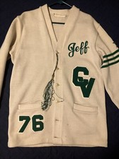Original Vintage 1976 Castro Valley High School Mens Letterman Sweater w/Tassle