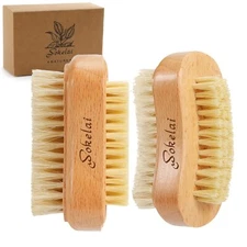 Nail Brush for Cleaning Fingernails, 2 Pieces Wooden Fingernail Toenail Scrub